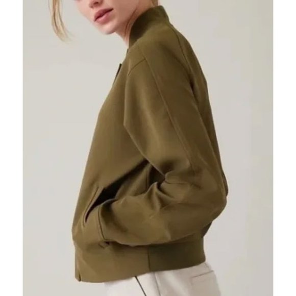 Athleta Endless Bomber Jacket L Khaki Green - Picture 9 of 10